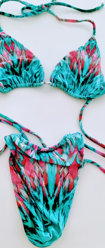 Lucky Bums™ 'Electric Mirage' Bikini- Hipster Swimwear Bottom with Ties & Triangular Top