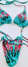 Lucky Bums™ 'Electric Mirage' Bikini- Hipster Swimwear Bottom with Ties & Triangular Top