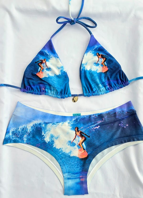 Lucky Bums™ Electric Mirage Collection 'Surf Seduction'  Bikini- Hipster Swimwear Bottom & Triangular Top