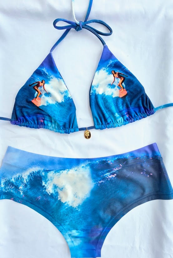 Lucky Bums™ Electric Mirage Collection 'Surf Seduction'  Bikini- Hipster Swimwear Bottom & Triangular Top