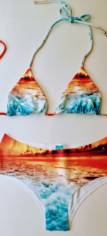 Lucky Bums™ 'Sunset Oasis' Bikini- Hipster Swimwear Bottom & Triangular Top